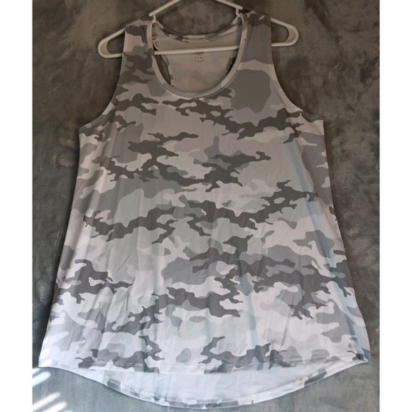 Athletic Works Tops - Women's Racerback Tank Top Shirt Sz L 12-14 White Grey Camo Sleeveless Workout